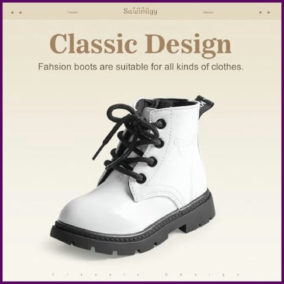 Toddler Hiking Boots PU Leather Rubber Sole Ankle Sneakers Durable - Picture 4 of 8